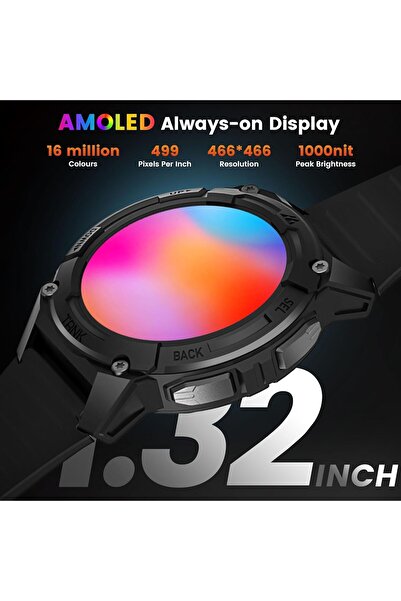 Fipka KOSPET Tank S2 Smart Watch for Men/Women GPS, 5ATM Waterproof, Pressure/Altitude/Compass, 1.32" AMOL