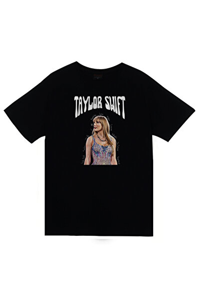 fame-stoned Taylor Swift Printed Unisex 100% Cotton Black T-Shirt