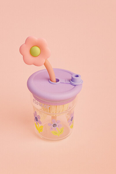 PERLAEVKAHVE Glass Cup with Straw – Silicone Lid, Stylish and Cute Design, 300 ml