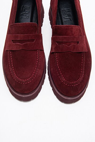 LuviShoes VIONEL Бургундски суед обувки от естествена кожа за жени