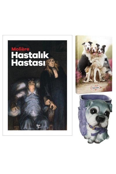 HalkKitabevi Hastalık Hastası - Moliere and Decorative Dog Pen Holder - Cheer...