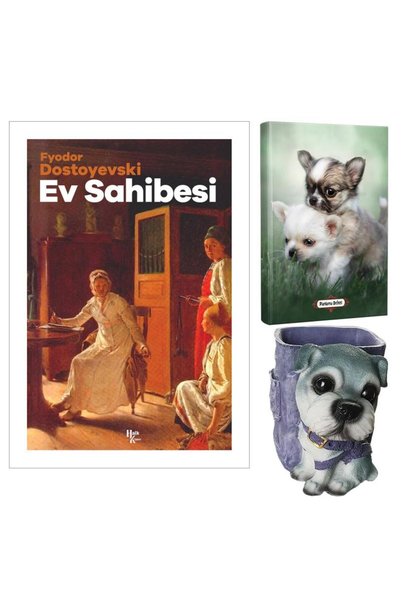 HalkKitabevi Ev Sahibesi - Fyodor Dostoyevski and Decorative Dog Pen Holder -...