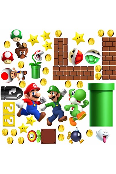 OEM Stickere Decorative Perete Super Mario – Set 52 Stickere din Autocolant T...