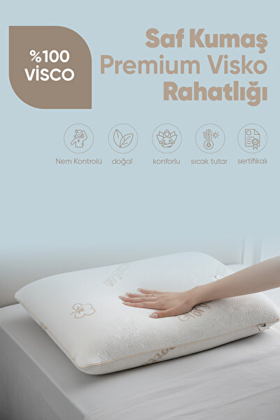 Pillow Market Organik Koton Visko Yastık - Ortopedik %100 Doğal Pamuk Kumaş -...