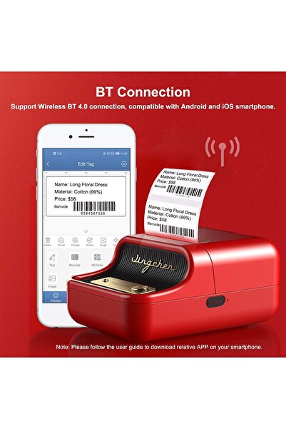 ikayaa Alisashop Label Printer Portable Wireless BT Thermal Label Maker Sticker Printer with RFID Recogniti