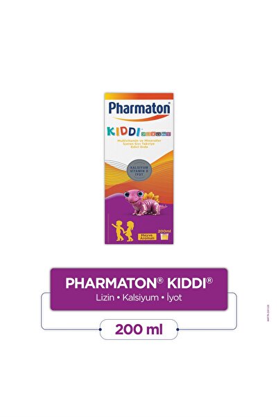 Pharmaton Kiddi Growth Calcium Vitamin D Supplement Food Containing Iodine Fruit Flavored Syrup 200 ml
