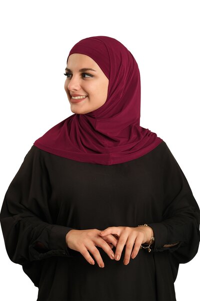 HÜRREM BONE Μπορντό πρακτικό έτοιμο ντύσιμο με διπλό μαντήλι χιτζάμπ με σωλήνες Sandy Plain 2501_16