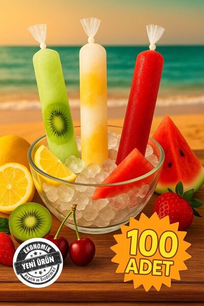 COLORPAK Meybuzz Poşeti 100 Adet Ev Yapımı Dondurma Meybuzz Torbası Dondurucuya Uygun Sızdırmaz 5x33cm