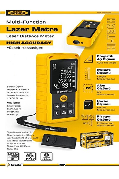 SGS 5426 LCD Ekranlı 100 Metre Ölçümlü Lazer Metre Yüksek Teknolojili Dijital...