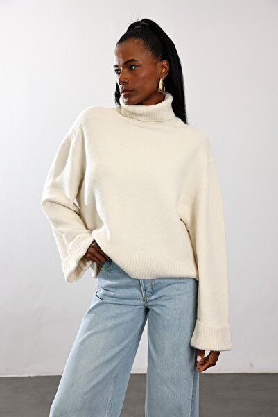 5in1Canpolat Ecru Turtleneck Sweater 1277