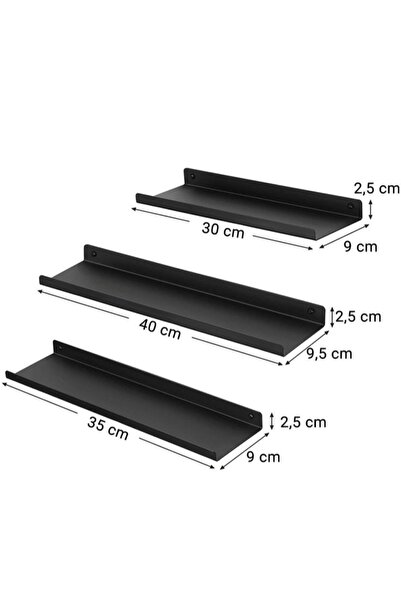 Beasym 3'lü Metal Duvar Rafı Çerçeve Rafı