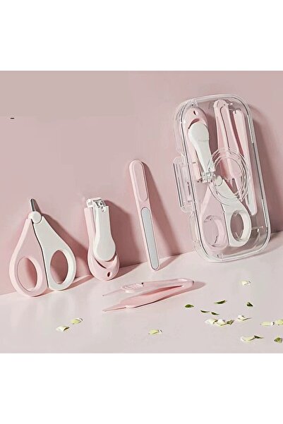 Flippy 4-in-1 Baby Nail Care Set, Flippy, Textured Storage Box, 0-6 Years, 13.6x8x2 cm, Pink