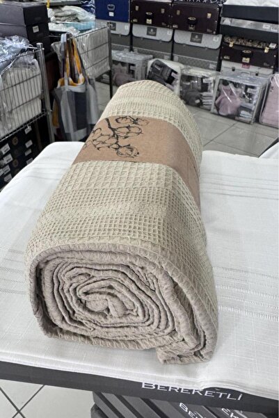 Çeyiz Diyarı Διπλό Καλοκαιρινό Βαμβακερό Μονό Πικέ Γάλα-Καφέ