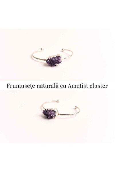 craftmystic Brățară din argint cu piatră în formă liberă, grup de ametist - Pentru claritate și relaxare