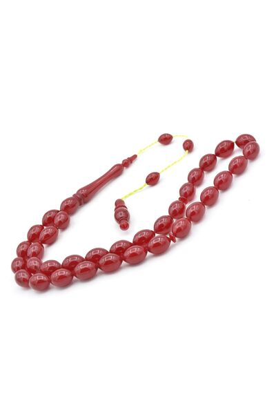 Murty99 Hakan Turan Made Beyzi Cut Cherry Color Crimped Amber Prayer Beads