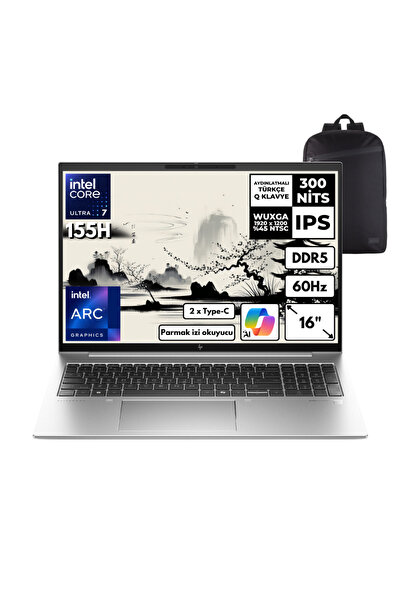 HP Elitebook 860 G11 Ultra 7-155H 32 GB 1 TB 16" Win 11 Pro + S.Çantası 970P0...