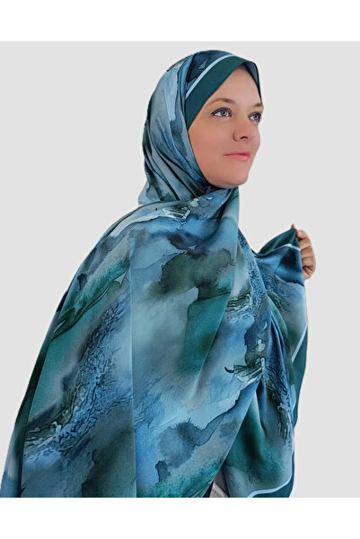 Noorella Scarf - شال سوما ذو نمط تجريدي - أزرق