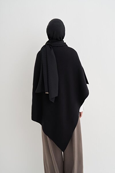 carell Ρόμπα Ασύμμετρο Πλεκτό Καπάκι Μαύρο