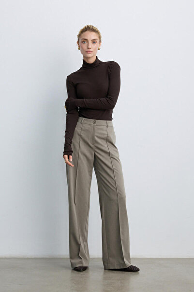 BE BLUE Cagla Ribbed Wide-Leg Pants