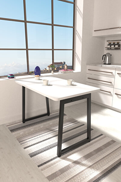 VİLİNZE Biga Sabit Mdf Metal Ayak Mutfak Masası - 70x120 cm