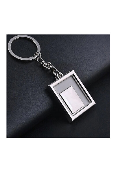 OEM Metal keychain with rectangular photo insert in box