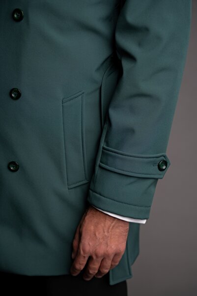 Couture For Gentlemen Imperial green waterproof trench coat