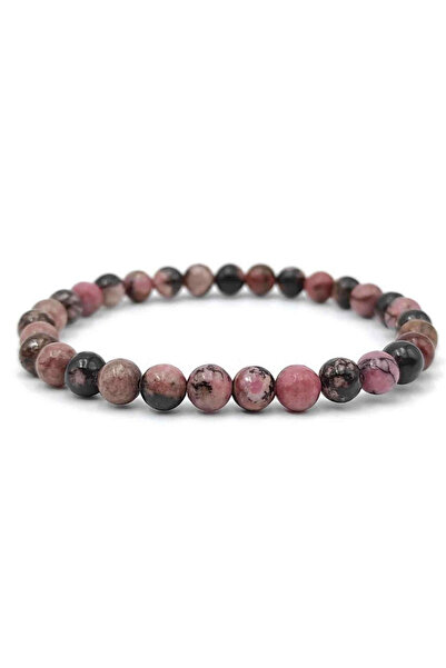 craftmystic Brățară elastică cu mărgele de rodonit de 6 mm - Vindecare și echilibru emoțional