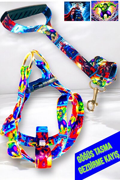 Angelapets طقم طوق وحزام للقطط والكلاب من مارفل سوبر هيروز