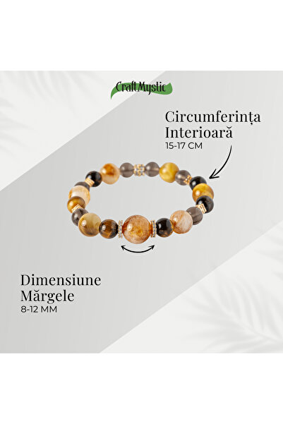 craftmystic Energy and Abundance - Golden Tiger Eye, Tiger Eye, Citrine and Smoky Quartz Bracelet