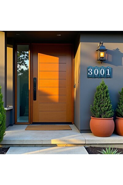 Yılmazel Tulip Patterned Ceramic Door Number 0-9 | Outdoor Durable