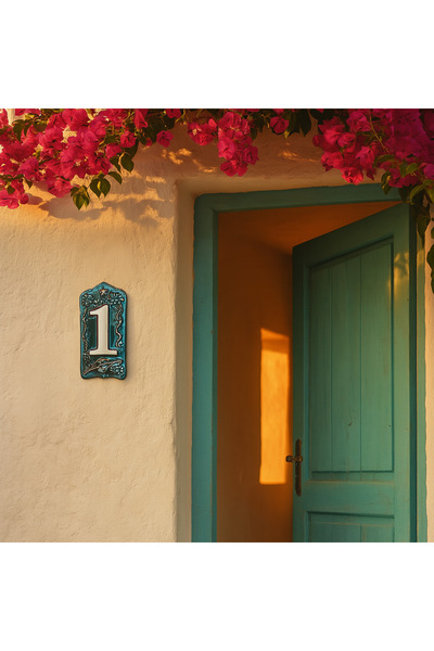 Yılmazel Κεραμική πόρτα με σχέδιο τουλίπας Νούμερο 0-9 |   Ανθεκτικό σε εξωτερικούς χώρους