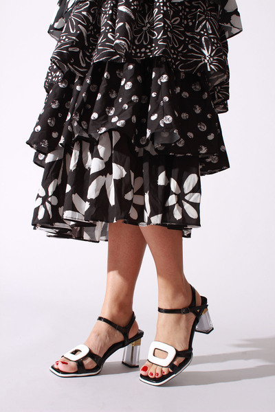 İDİL Black and White Patent Leather Women's Heels