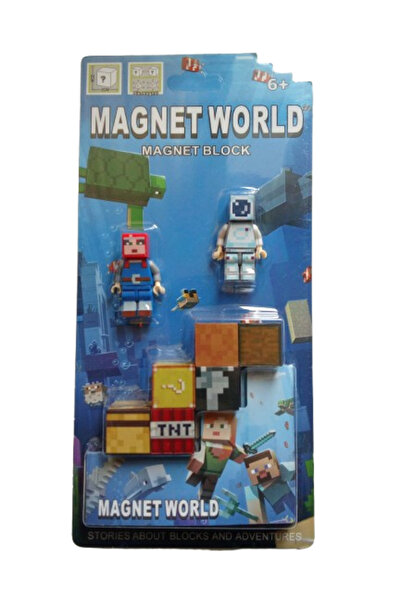 Sale4u Blocuri de Construcții Magnetice Joc World Mine Craft – cu 2 Figurine ...