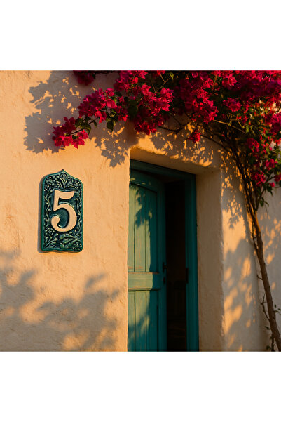 Yılmazel Tulip Patterned Ceramic Door Number 0-9 | Outdoor Durable