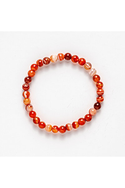 craftmystic Brățară elastică cu mărgele de 6 mm din agat Carneol Agat Botswana - Energie și Vitalitate