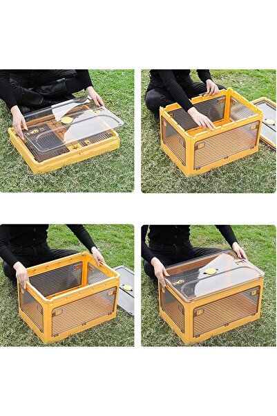 Flippy Folding Storage Box with Lid, 29 L, Plastic, 40.5 x 29 x 24.5 cm, Blue