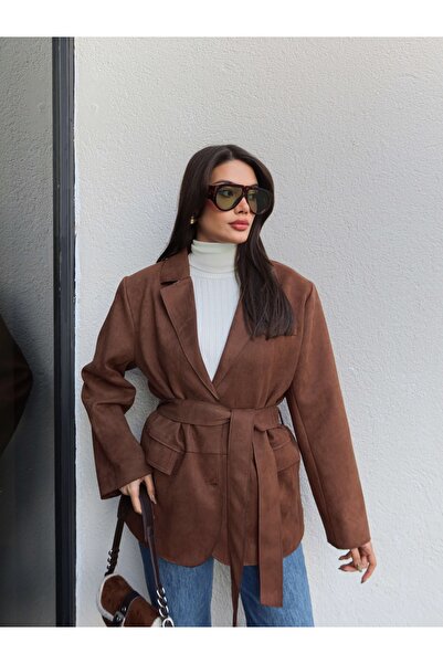 ESRAHELVACI Яке от велур с колан