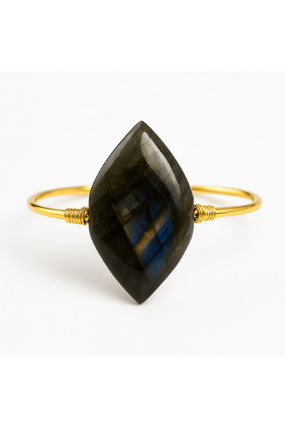 craftmystic Brățară din labradorit cu piatră aurie de 3,5-4 cm pentru protecție energetică