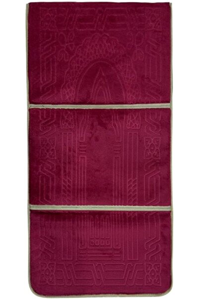 Generic Muslim Prayer Mat 2 in 1 Foldable Prayer Mat for Chair, Meditation, Picnic with Backrest (Dark Red)