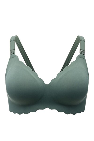 Momcozy Jelly Strip Seamless Floral Push-Up Nursing Bra - YN46 - Green M