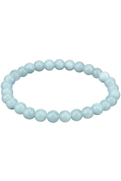 craftmystic aquamarine crystal bracelet for men and women - Elastic bracelet with 6mm