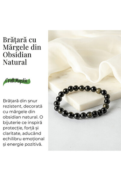 craftmystic Clarity and Protection - 8mm Gold Obsidian Bracelet