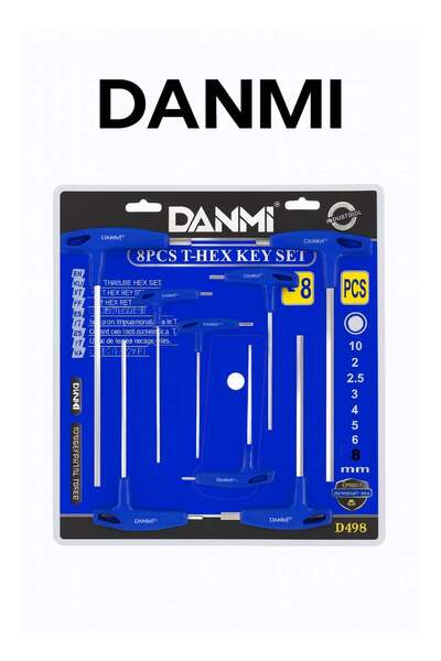 DANMI T-handle Hex Key Set – 8 Pieces for Professionals, Sizes 2–10 mm (ART: 170298)