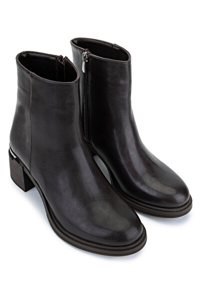 Tamer Tanca Kadın Suni Deri Kahverengi Topuklu Bot