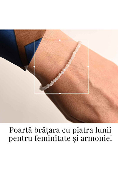 craftmystic Brățară cu mărgele de 2-3 mm cu piatră de lună fațetată curcubeu pentru feminitate și armonie interioară