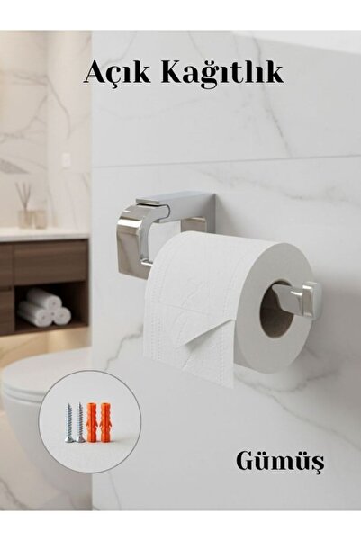 Badem10 Chrome Silver Capless Luxury Toilet Roll Holder Screw Mounted Stainless Metal Wall Mounted Bathroom Paper Holder