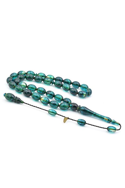 Murty99 Hakan Turan Signed Beyzi Cut Blue Crimped Amber Prayer Beads