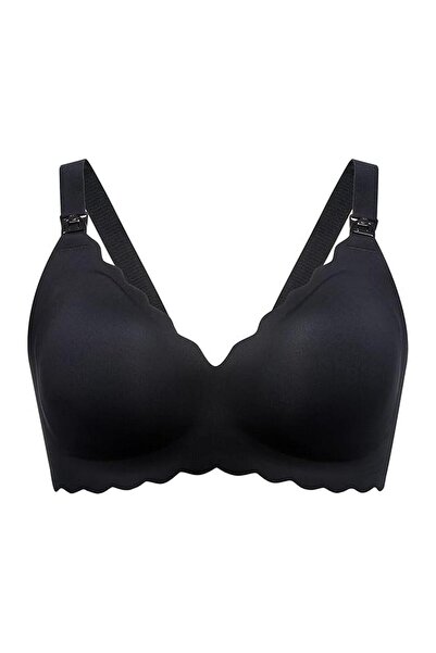 Momcozy - Jelly Strip Seamless Push-Up Nursing Bra - YN46 - Black XL