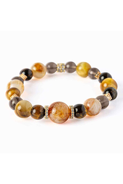 craftmystic Energy and Abundance - Golden Tiger Eye, Tiger Eye, Citrine and Smoky Quartz Bracelet