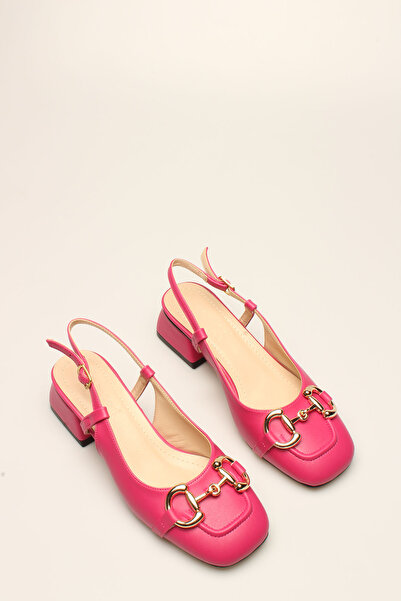 İDİL حذاء نسائي بكعب عالٍ من الجلد الفوشيا مع مشبك